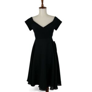 Vintage 90s Deadstock Babydoll Dress‎ Women’s S Low Shoulder V-Neck Empire Waist